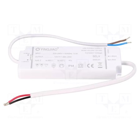 YSL20M-1201660 – LED-Netzteil Yingjiao 20W – Konstantspannung CV – Ultra Slim – 12V – IP44